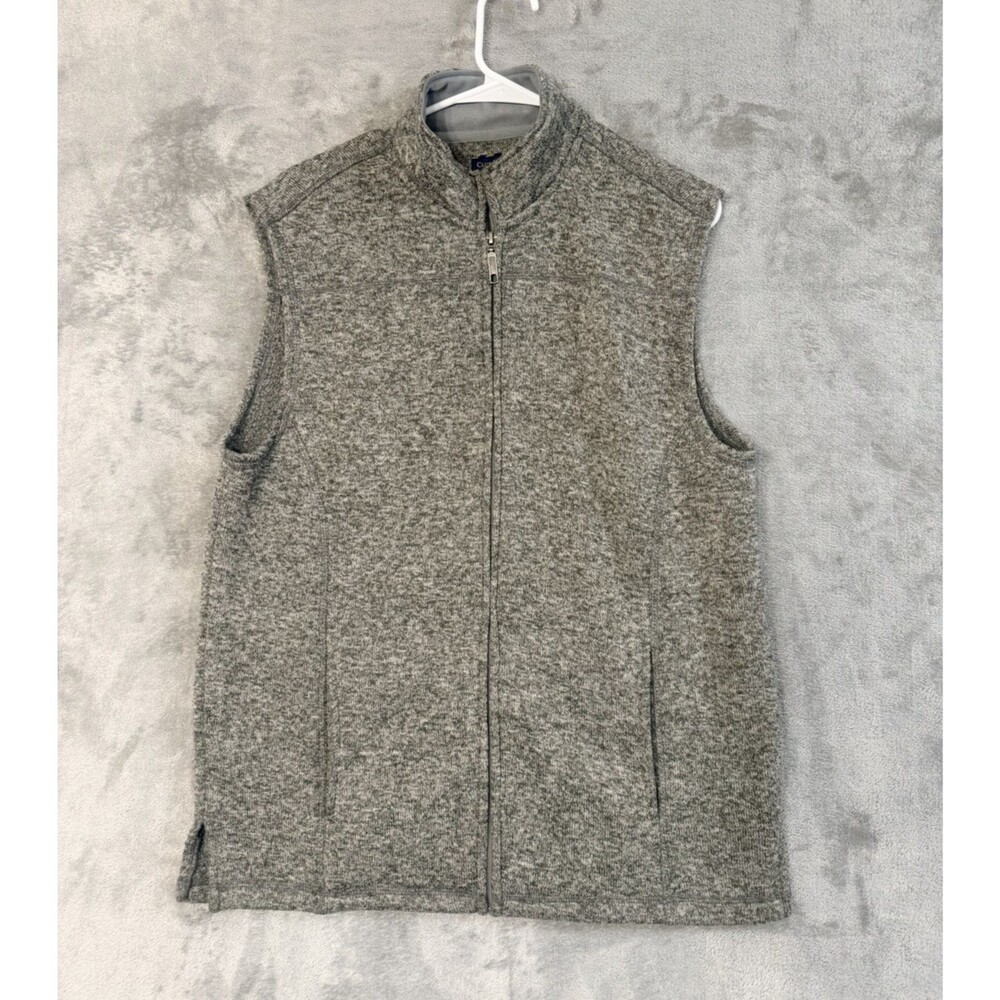 Club Room Mens Medium Gray Full Zip Fleece Vest Heather Sweater‎ Knit